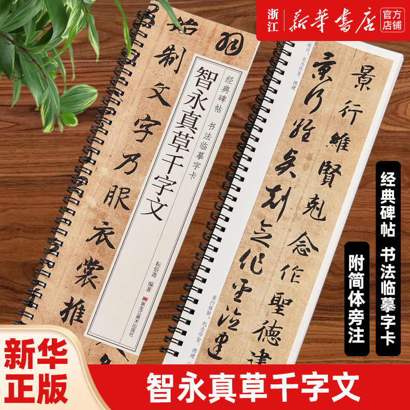 【新华书店旗舰店官网】智永真草千字文 草书楷书毛笔书法字帖 经典碑帖 书法临摹字卡 附简体旁注 原大版墨迹本真书全文 正版包邮