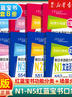 日语红蓝宝书口袋本赠音频新日本语能力考试N1N2N3N4N5文字词汇速记文法速记功能场景分类版便携版n1到n5文法速记单词语法红蓝宝书