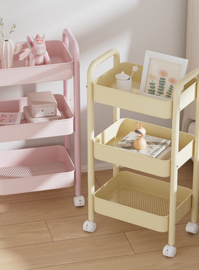 书架落地置物架多层碳钢可移动小推车零食杂物桌面旁阅读收纳书柜