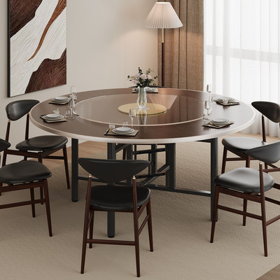 圆桌面板圆形餐桌家用小户型大圆桌10人折叠吃饭桌带旋转盘圆桌面