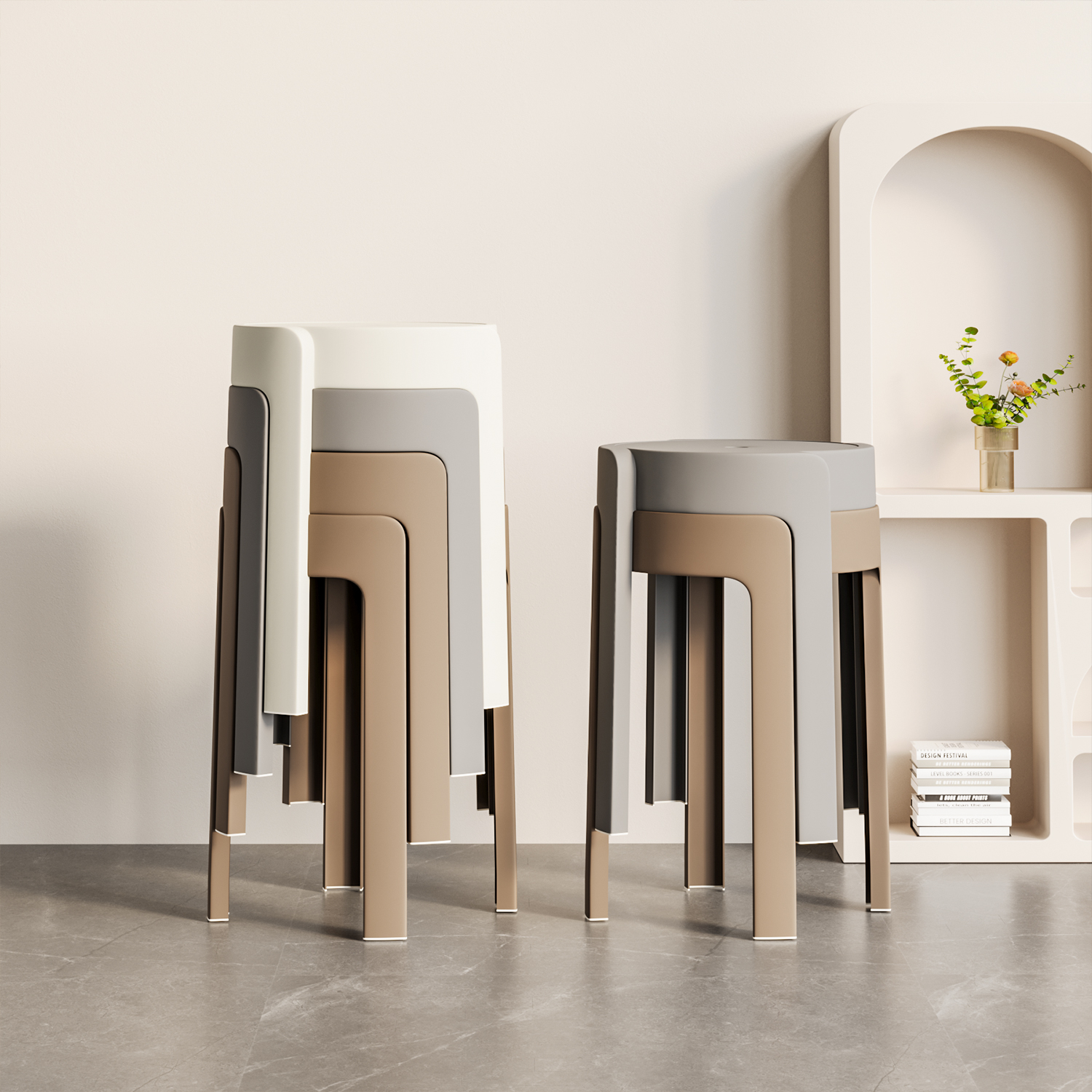 可叠放塑料高凳家用加厚简易可摞叠风车椅餐厅备用商用圆凳胶凳子