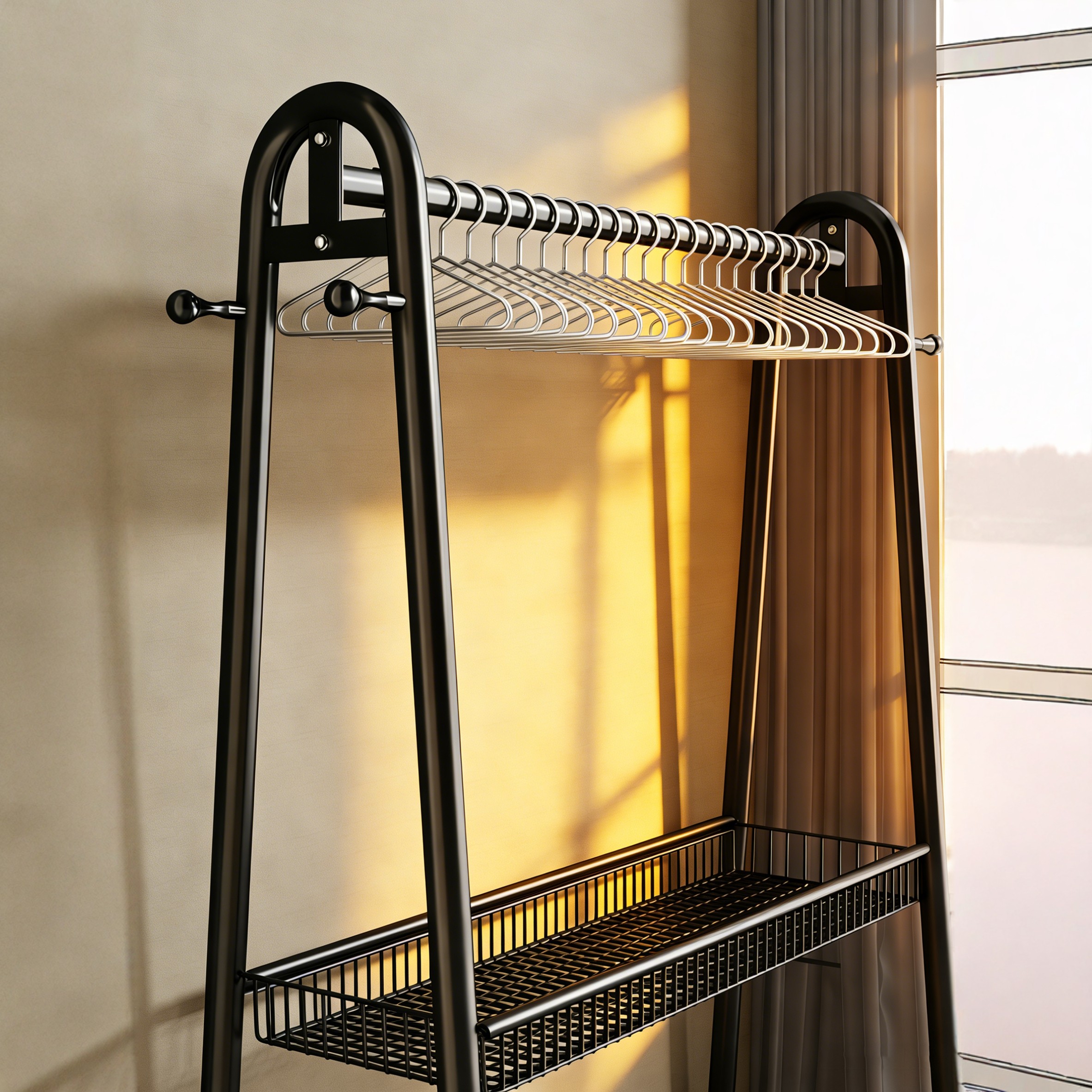 金属简易衣帽架落地室内房间挂衣架移动晾衣架家用卧室衣服收纳架