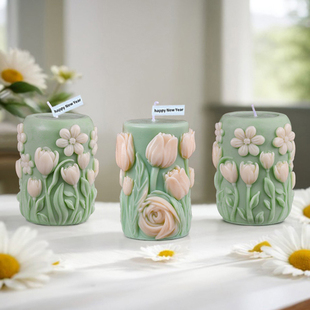 柱状diy香薰模具手工蜡烛硅胶模具倒模低温蜡烛居家手作工具包