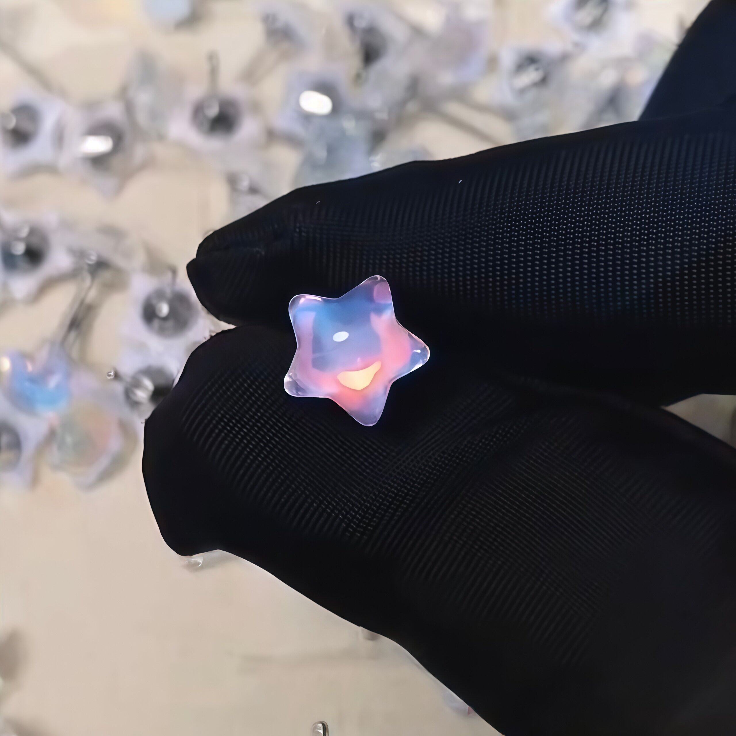 星星磁吸耳夹免打孔学生甜美幻彩耳钉无耳洞磁性彩色五角星小耳饰
