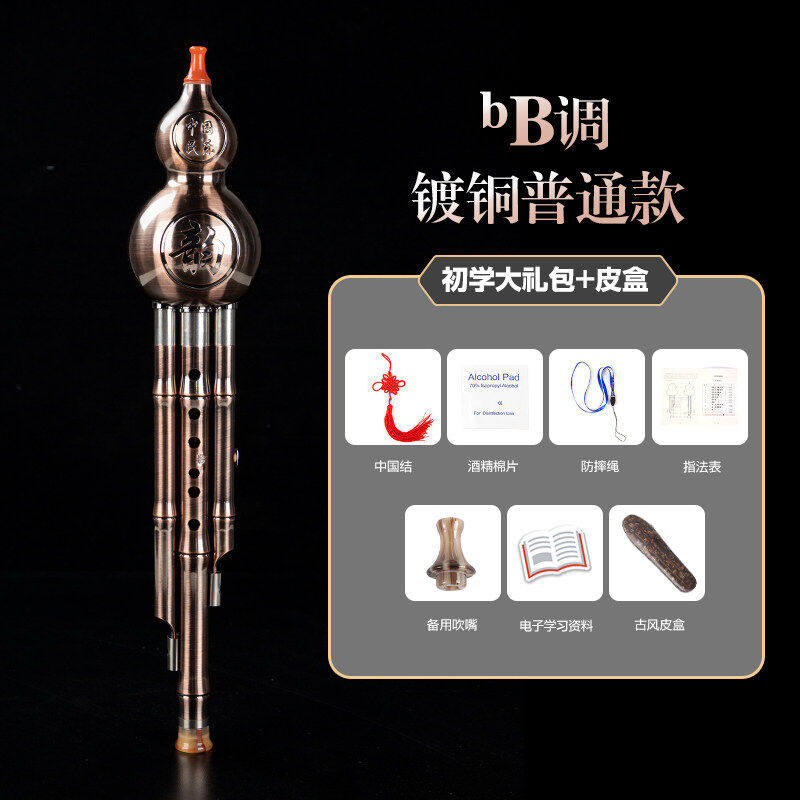 优束葫芦丝乐器初学者儿童小学生专用防摔七孔紫竹楠竹镀铜降B+皮