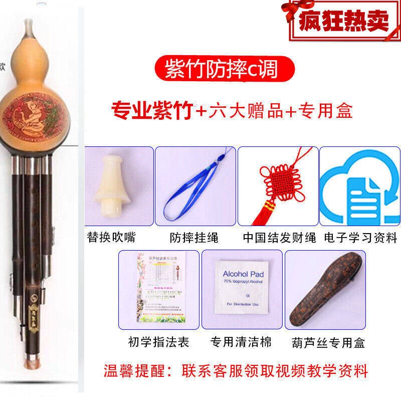 葫芦丝乐器初学者自学入门零基础小学生c调降b调胡芦丝防摔c调+皮