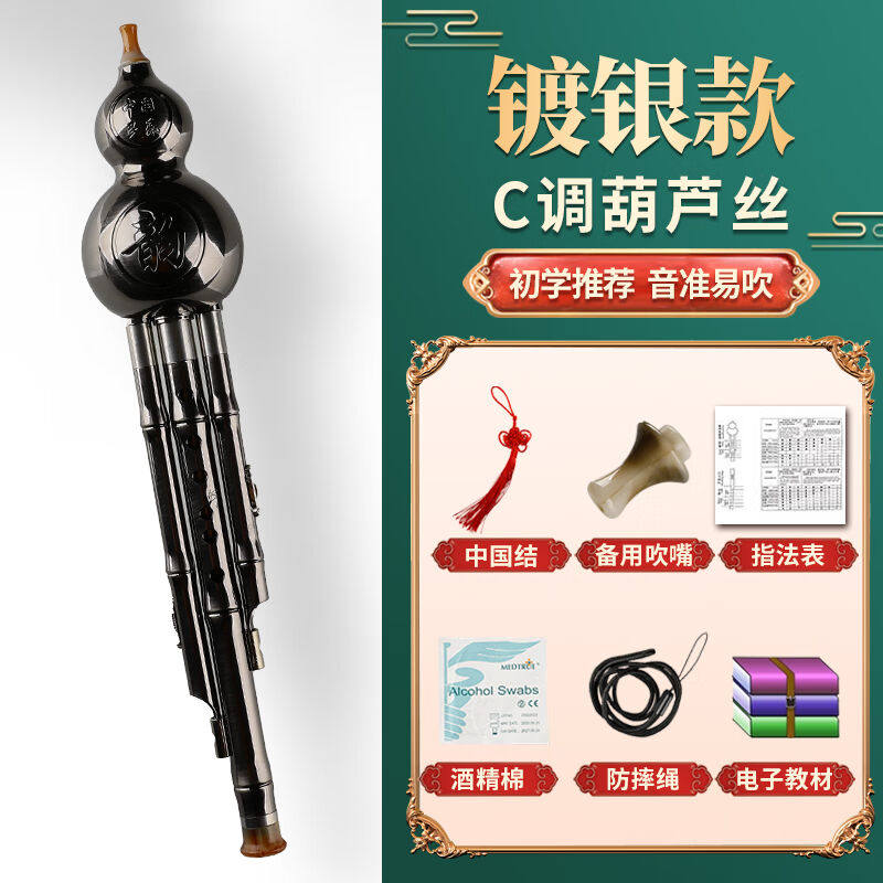 天鹅葫芦丝c调降b小学生专用初学者儿童演奏型民族乐器镀银款C+礼