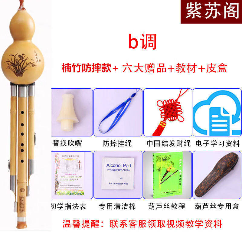 艺器天然紫竹葫芦丝c调学生儿童初学演奏降b调云南七孔葫芦丝乐器