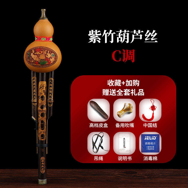 紫竹葫芦丝初学者C调降B调防摔儿童小学生用演奏型胡芦丝乐器【紫