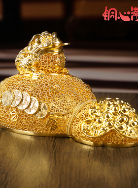 黄铜摆件《花丝代代有财》办公室书桌书房家居装饰工艺品送礼摆件