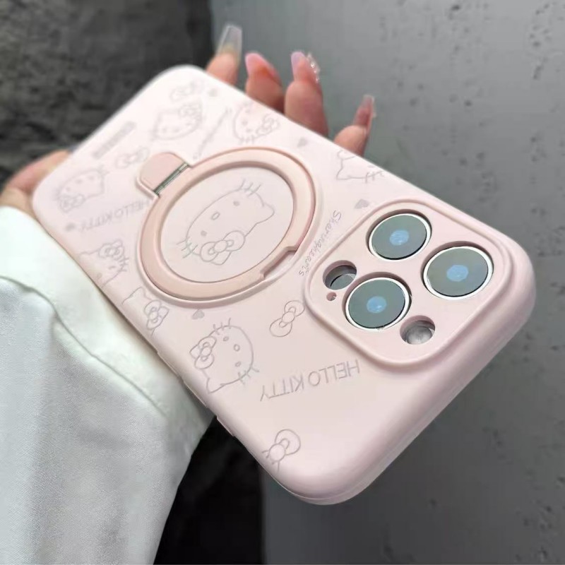 Magsafe磁吸支架Kitty猫适用苹果16Promax手机壳iPhone15Promax液态硅胶14Pro全包13/12新款男女防摔保护套