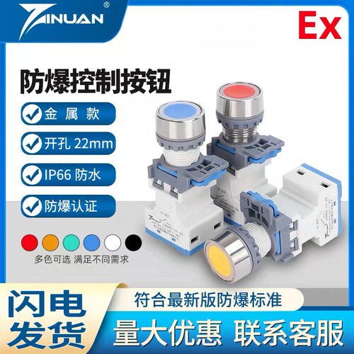 JS8080S不锈钢防爆防尘防腐控制按钮开孔22mm开关一开一闭两常开