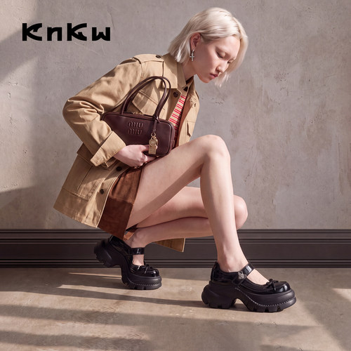 KNKW黑色英伦百搭乐福鞋摇滚皮鞋