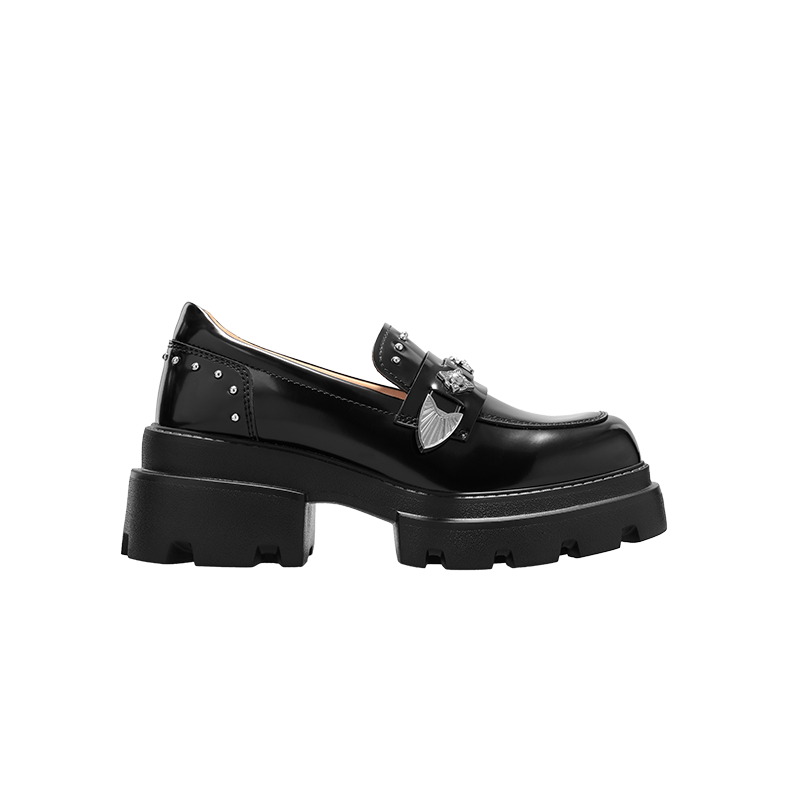 【断码单鞋】knkw英伦复古厚底小皮鞋25新款乐福鞋女黑色皮鞋女鞋