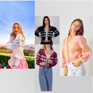 neck short jacket女针织衫 sweater cardigan Women knitted