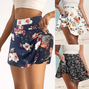 sports printed fake two skirts女运动假两件短裙 Women short