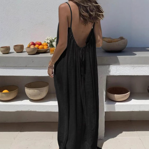 Ladies' loose fitting home dress with suspender straps连衣裙