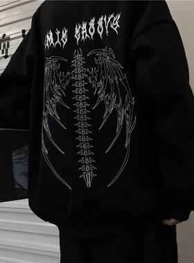 Y2K thin hoodie unisex潮牌Y2K字母印花圆领薄款卫衣男女同款