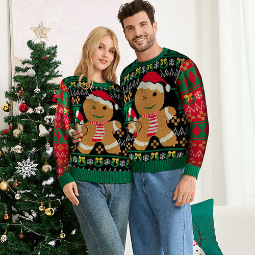 Parent child gingerbread man pullover Christmas sweater毛衣