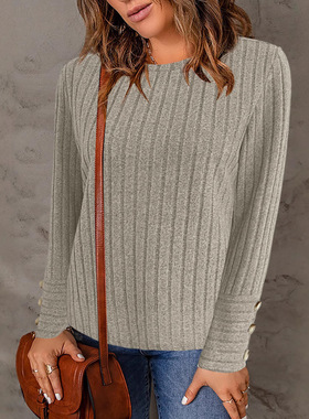 5XL plus size women pullover long sleeved top女秋冬长袖上衣