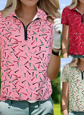 5XL plus size women short sleeved V-neck polo shirt女Polo衫