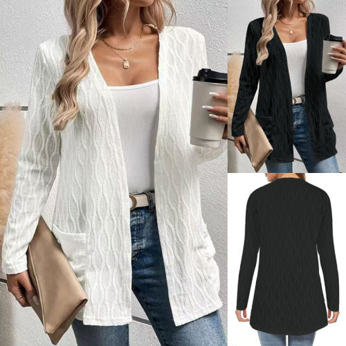 Women's autumn/winter knitted long sleeved cardigan jacket