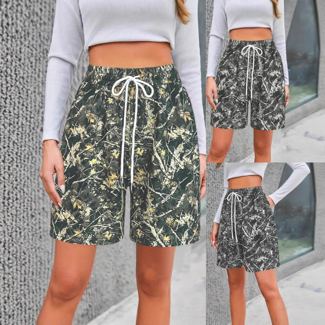 Women's loose printed beach shorts女时尚休闲休闲印花沙滩短裤