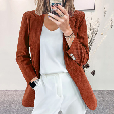 Women autumn/winter corduroy suit jacket女灯芯绒开衫西装外套