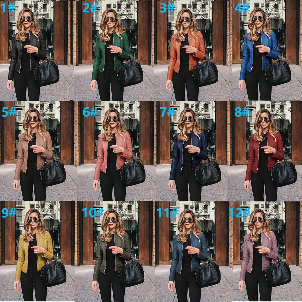 Women's fashionable leather PU suit jacket女皮革PU西装小外套