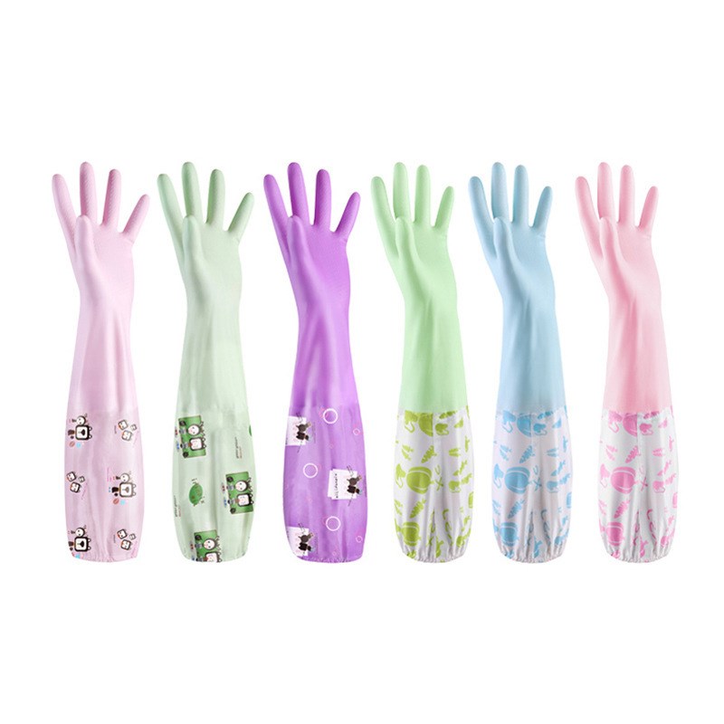 洗碗手套女冬季洗衣服厨房加厚加绒橡胶乳胶胶皮防水家务耐用加长