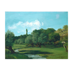 库尔贝风平浪静 风景画欧式壁画沙发背景墙客厅装饰画喷绘画芯