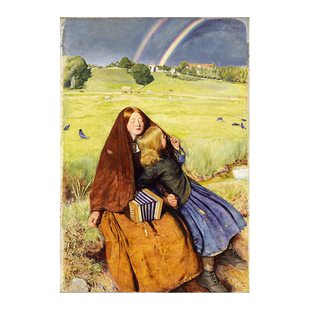 Millais米莱斯盲女世界名画浪漫主义油画图画芯 艺术画替换画芯