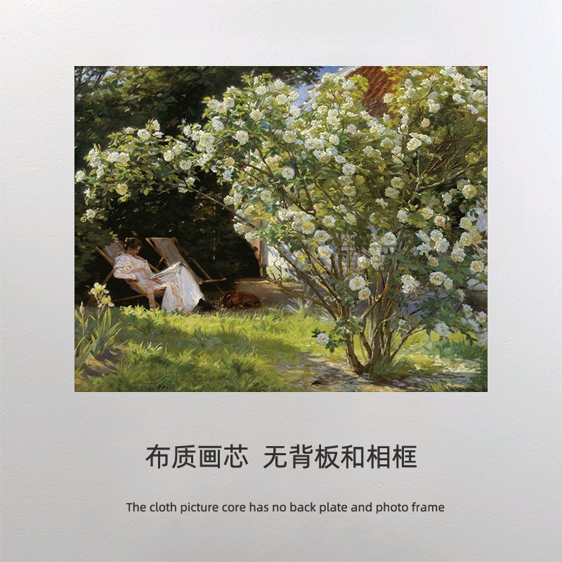 柯罗耶艺术名画 白玫瑰花丛画 欧式餐桌客厅餐厅装饰打印画芯