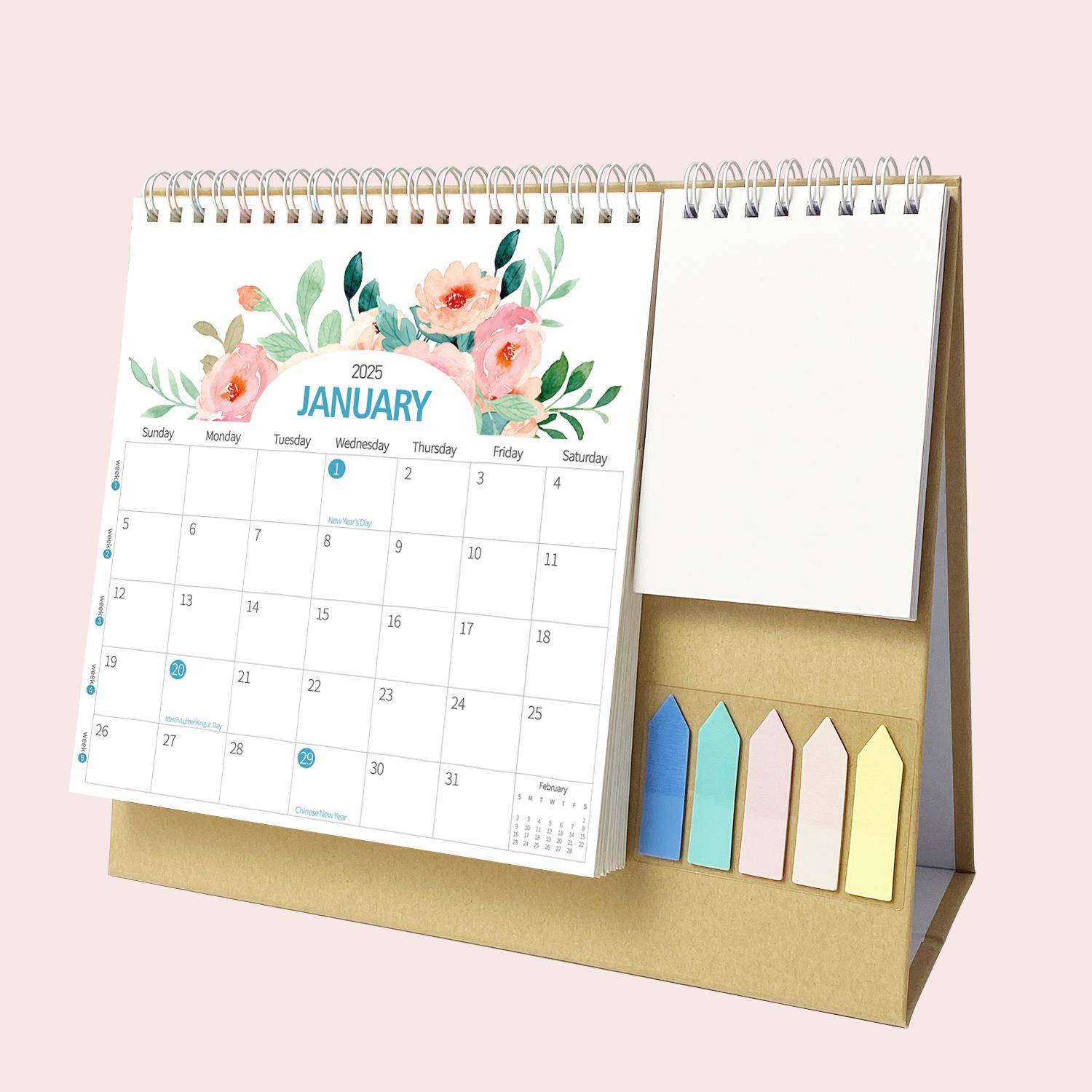 2026 Desktop Calendar English Coil Daily Monthly Planner