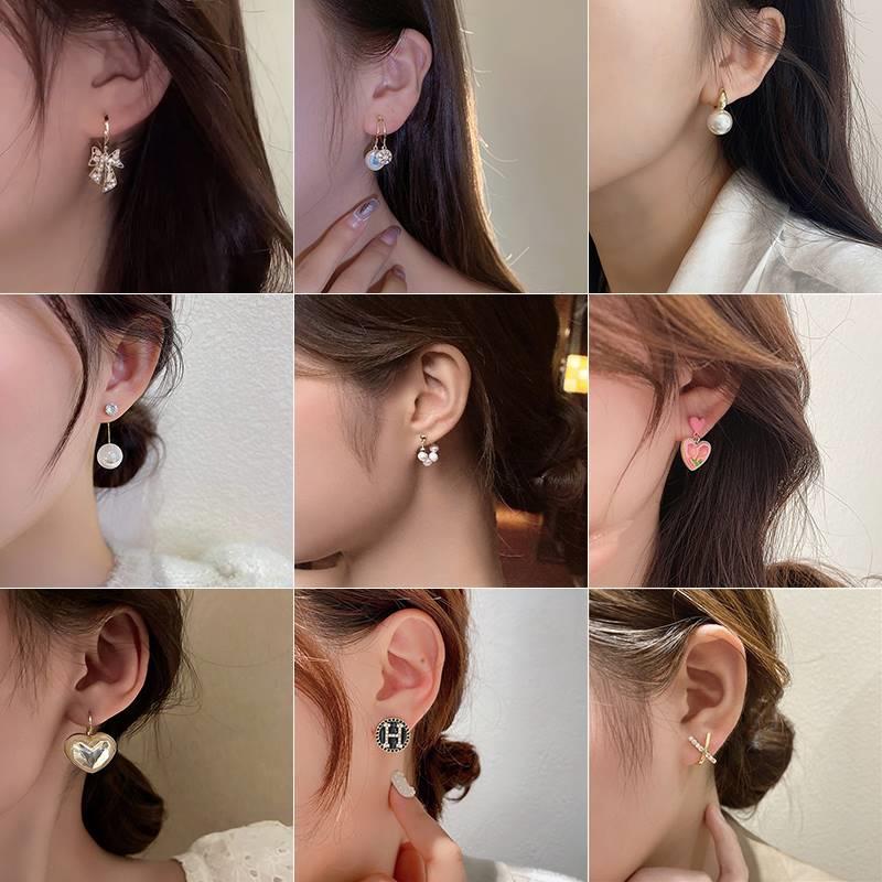 Women's Earrings Set Korean Pearl Hoop Earrings for Wome
