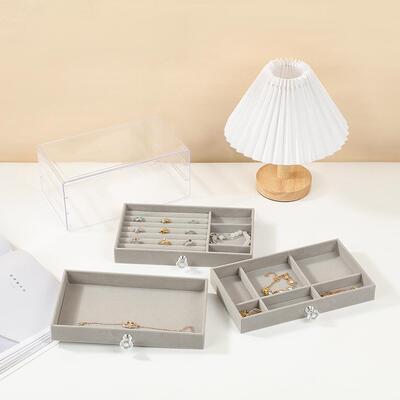 Acrylic Velvet Jewelry Organizer with 3 Drawers Stackable
