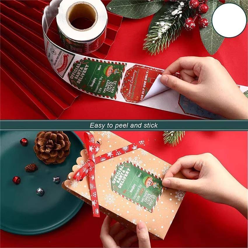 50-200pcs Merry Christmas Gift Tags Santa Claus Labels Stick