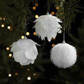 Snowball Christmas Ornament Flocked White Flower Tree Decor
