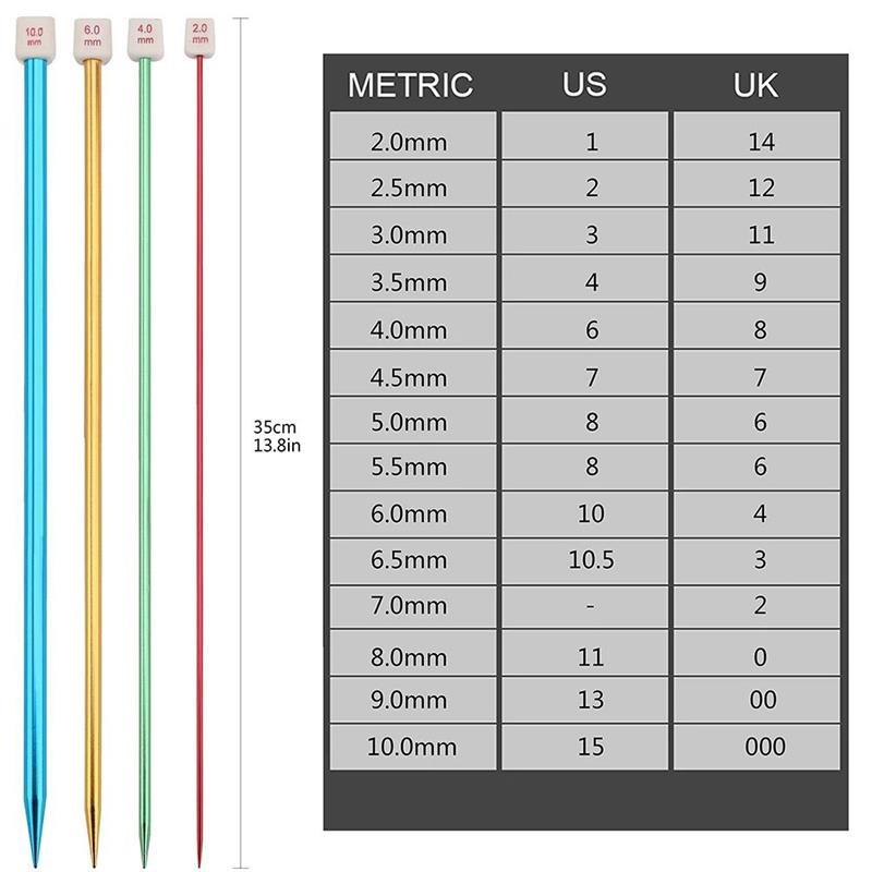 2.0mm-10.0mm Straight Single Pointed Knitting Needles 13.8 I