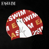EASWIM硅胶游泳帽女防水加大版 不勒头高弹卡通专业长发可爱游泳帽