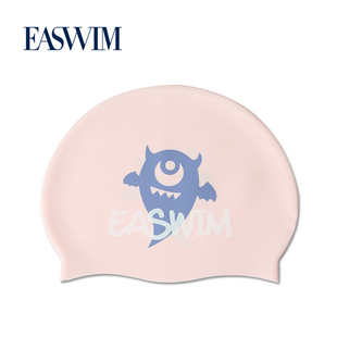 EASWIM硅胶游泳帽女防水不勒头长发专用舒适卡通大号成人印花泳帽