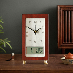 2025新款实木客厅小座钟桌面高级感时钟静音家用台式钟表简约时尚