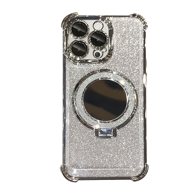 带化妆镜支架苹果渐变手机壳