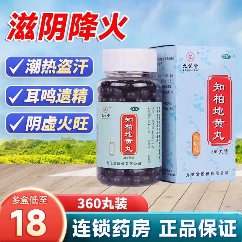 九芝堂知柏地黄丸360丸浓缩丸阴虚火旺潮热盗汗耳鸣遗精口服液