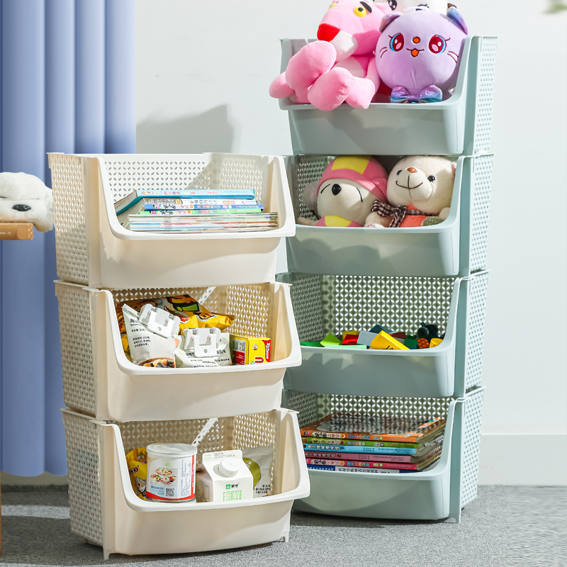 儿童玩具收纳架家用玩偶置物柜零食杂物收纳筐多层可叠加立式书架