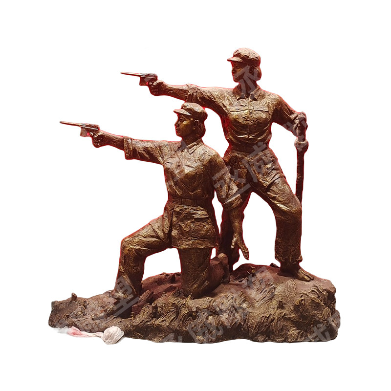八路军铸铜人物雕塑红军抗战革命主题玻璃钢户外大型景观来图定制