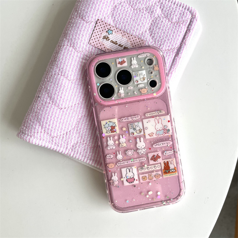 韩系ins少女闪粉可爱小狗兔子拼图苹果13简约手机壳16pro新款iphone17promax女款15创意双层14p保护套适用潮,3C数码配件,手机保护套/壳,淘宝优惠券,粉丝福利购,淘宝优惠卷