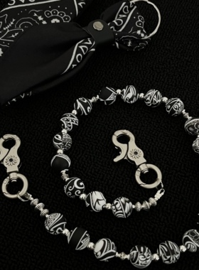 ironworks腰果花元素裤链质感硅胶珠小众穿搭复古牛仔裤配饰裤巾