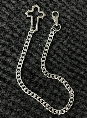 ironworks镂空十字架古巴裤链金属质感穿搭配饰小众钥匙扣包挂件