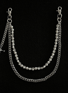 ironworks缠绕珍珠古巴裤链金属质感双层腰链vibe走秀风穿搭配饰